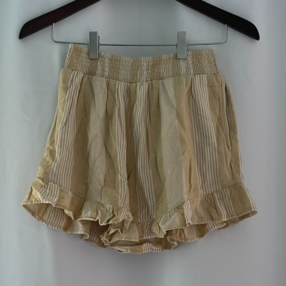 Striped Ruffle Runner Shorts (American Eagle)